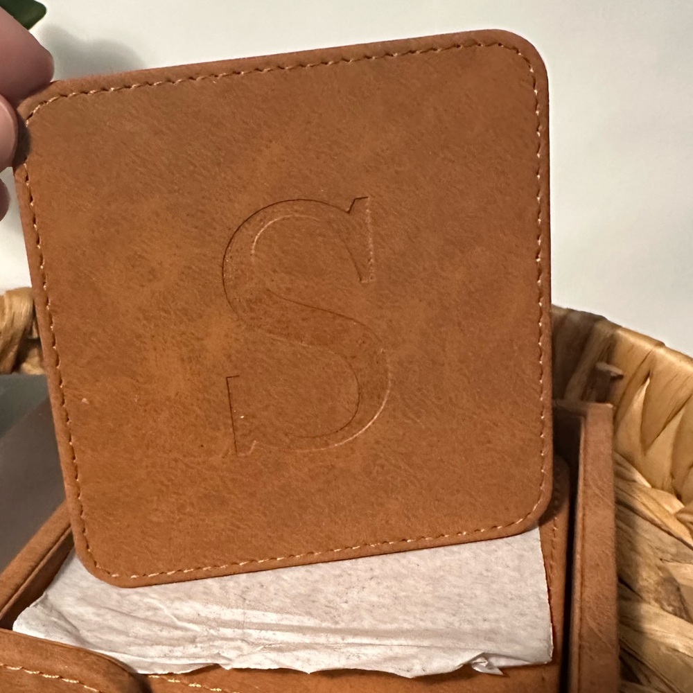 Kirkland’s Faux Leather Monogram S Coaster - Set of 4